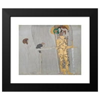 Gustav Klimt Crni moderni uokvireni muzej umjetnički print pod nazivom - BeethovenFries; 'Patnje slabog čovječanstva' i 'dobro -Eklican jak'