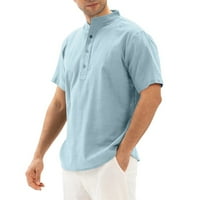 CLlios muške pamučne posteljine čvrstoće Henley s majicama Summer kratkih rukava u gornjoj majici Majica