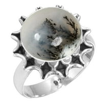 Prirodni dendrit opal ženski nakit Sterling srebrni prsten