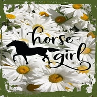 Daisy cvijet zida umjetnička konjska djevojka kurzivna silueta jahač stabilna kolica kaubojka kosilica