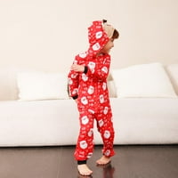 Odgovarajuće porodične božićne jedinice pidžama, elk s kapuljačom za rupu sa zatvaračem sa zatvaračem 9-12m