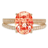 3.28ct ovalni rez crveni simulirani dijamant 18k žuti zlatni godišnjički angažman prsten veličine 10,25
