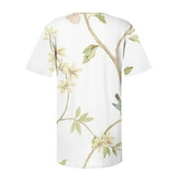 Ovezne ženske majice, ženski čišćenje, ženske majice i bluze, ženska ljetna majica V vrat cvijeće ispisane