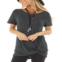 Ljetni kratki rukav casual labav vrhovi za žene modne bluze za iskrivljene bluze Tuničke majice Darkgrey