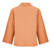 Odeerbi ženske vrhove majica s dugim rukavima Bluze modni puni casual džep v narandžasta