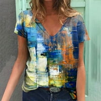 Lovskoo majice s kratkim rukavima za žene Trendi ljetni vrhovi cvjetni ispisani za bluzu tees casual