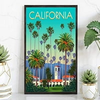 California, Style Travel Rustikalni tisak, Kućni uređenje ureda, Kalifornija Država Mapa - *