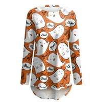 Tking modni vrhovi dugih rukava za žene Crewneck Halloween košulje za štampanje Grafički pulover Tunika