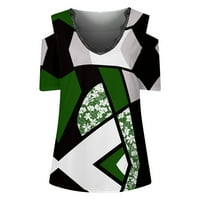 Kakina s ženskim grafičkim majicama Ljeto tiskanje kratkih rukava V-izrez za bluzu za bluzu za ispis bluza sa majicom Green, L