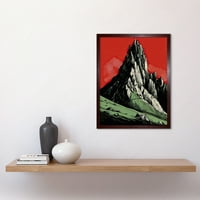 Tryfan Mountain Peak Bold Linocut Ilustracija Art Print Framed Poster Zidni dekor