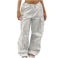 Odeerbi Teretne hlače Žene Lounge Hlače Trendne pantalone Potpuno ravne hlače od solidne boje bijele