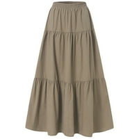 Wanyng Ženska duga lagana slojevljena suknja Visoki struk Naplata linije Swing suknja Vintage Midi suknja