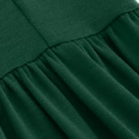 Ženska casual labav kratki rukav dugačak haljina od pune boje maxi haljina za plažu sa džepovima zelena veličina l