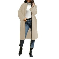 Cardigan za žene Jesen i zimska puna boja pletena valovita rog rukava sa dvostrukim džepom srednje duge