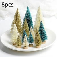 Bobasndm Mini umjetna božićna stabla, smrznuta pinus drvna baza, ukras stola, božinska zimska zanat,