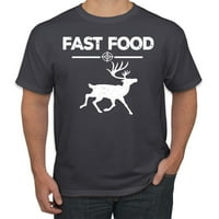 Brza hrana jelena lova humor muške grafičke majice, ugljen, 4xl