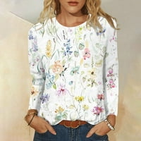 Strungten ženski modni casual dugih rukava Print Okrugli pulover za okrugli vrat Top bluza Ženske vrhove