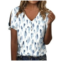 Ženski bluze Ženski plus bluza Modni grafički otisci Košulje V-izrez ljetni vrhovi bijeli m