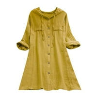 PXIAKGY TEE majica TOPS veličina bluza labava pamučna ženska kapuljača casual patch plus ženska bluza žuta 3xl