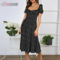 Haljine za žene ženski a-linijski dugi cvjetni kratki rukav kvadratni izrez modni vruće prodaje A-line