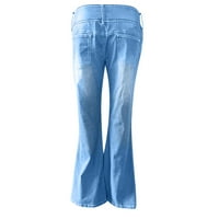 Aherbiu Women Plus size Jeans Vintage Niske strukske pantalone pantalone s džepovima