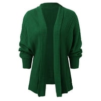 Prevelizirani džemperi za žene Čvrsto boje V-izrez dugi rukav kabeli pletene pulover casual rebrasta