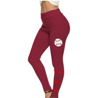 Olyvenn ponude Žene Yoga Hlače pune dužine Dame Moda Solid Boja Baseball Print High struk Ležerne hlače