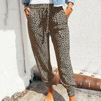 Ženske hlače visokog struka ženske casual pantalone elastične dno žene casual pantalone ljetne leopard ispise hlače
