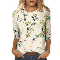 Ženski vrhovi i bluze Ljeto Žene Ljeto Ležerne prilike Crewneck rukav majice Cvjetni print Fit Basic