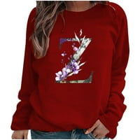 Prodaja čišćenja USMixi-a Žene vrhovi Crewneck Duks za žene Zimska plus veličina Labavi cvjetni pulover