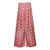 TOQOT široke pantalone za noge za žene - casual baggy fit modni visoki struk Print Womens Tweatpants Red l