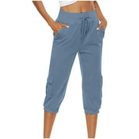 Ne propustite Himeway Ženske hlače Ženske elastične hlače struka sa džepovima Pamučne posteljine Ležerne