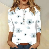 Ženska bluza dugih rukava s dugih rukava dolje rukava s kratkim majicama Dressy Casual Graphic Ljeto