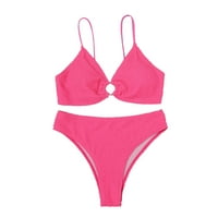 Efsteb Womens Bikini Clearence Solid Color Split kupaći kostimi Visoki struk Bikini Dvije kupalište