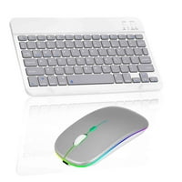 Punjiva Bluetooth tastatura i miš Combo Ultra Slim za Oppo A i All Bluetooth omogućen Android PC-Stone Siva tastatura sa srebrnim RGB LED miš