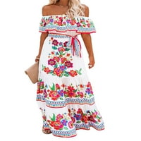 Capreze ženske ljetne haljine sa ramena cvjetna plaža sandress casual boho maxi haljina labava ljuljačka