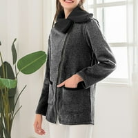 Posijego Ženski jesen zimski preveliki kaput klasični patentni zatvarač casual dugih rukava kaput sa