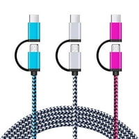 Tip C kabel 6ft USB C u kablu [Micro USB i tipa C] Najlonska pletenica Brzi punjač Tip kabela A do C