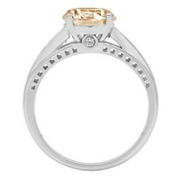 2. CT sjajan okrugli rez prozirni simulirani dijamant 18k bijeli zlatni pasijans sa Accenting prstenom