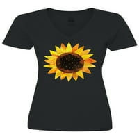 Inktastična ljetna grunge suncokret ženska majica V-izrez