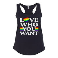Wild Bobby, LGBTQ Rainbow zastava Ljubav Koga želiš, LGBT ponos, ženski trkački rezervoar, crni, veliki