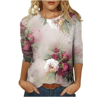 Floleo Trendy ženske vrhove plus veličine majica labava bluza odobrenje modne tiskane majice rukavi okrugli vrat casual