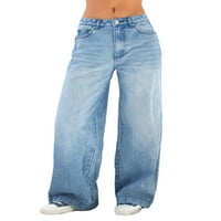 Gupgi Žene Casual Wild Super Jeans niske struke labave noge pantalone