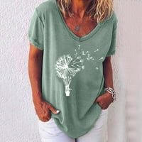 Ženske majice Žene Casual V izrez Majica s kratkim rukavima Pismo ispis bluza Plus Veličina Žene majice Green + SAD: 12-14