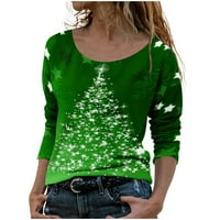 HFYIHGF božićne dukseve za žene Ležerne prilike za božićno drvo tiskane majice s dugim rukavima