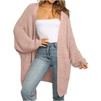 Hoksml džemperi za žene modni casual dugih rukava pune boje draped kardigan labavi otvoreni džemperi