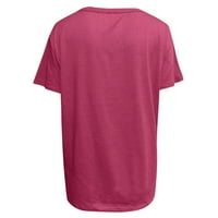 Ženski vrhovi ženske modne ležerne print V izrez labave majice kratkih rukava TOP bluza pulover