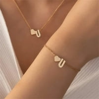 Miyuaadkai ogrlice Početna ogrlica od ogrlice od srca Postavljanje pozlaćeno početno ogrlica A Z abeceda