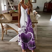 Flowy Maxi haljina za žene za ženu A-line Redovna otiska bez rukava Purple S