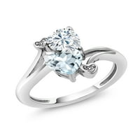 Gem Stone King 10k Bijelo zlato nebo Plavi akvamarinski dijamantski accent prsten sa moissineom